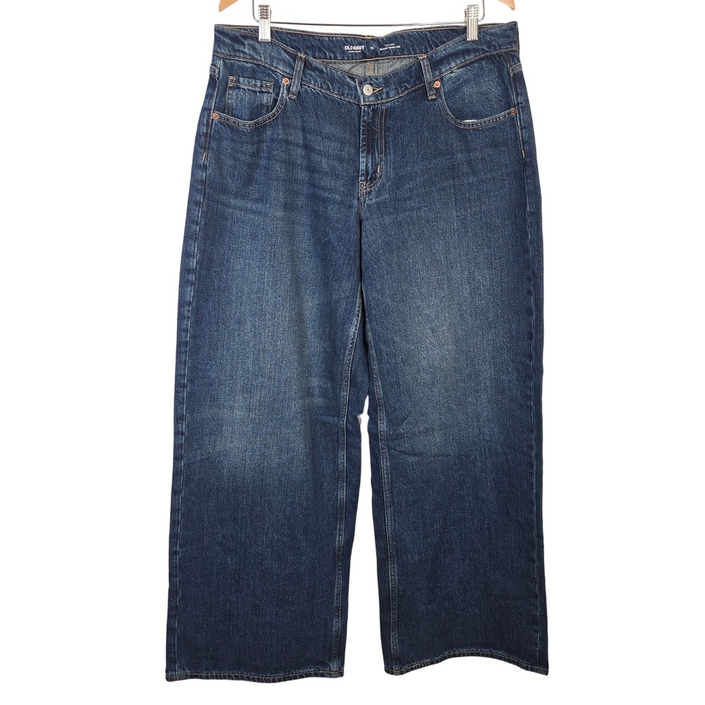 Old‎ Navy Denim Low-Rise Baggy Wide Leg Jeans Blue Size 14 Medium Wash